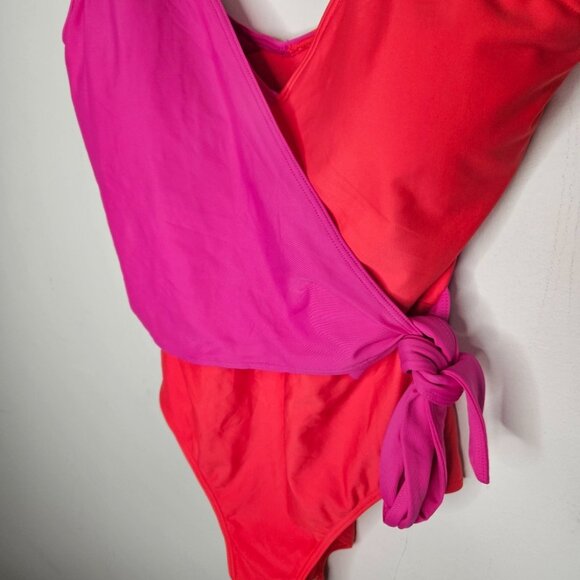 Summersalt The Perfect Wrap One-Piece Swimsuit Sz 10 Two-tone Pink Red - Picture 4 of 7